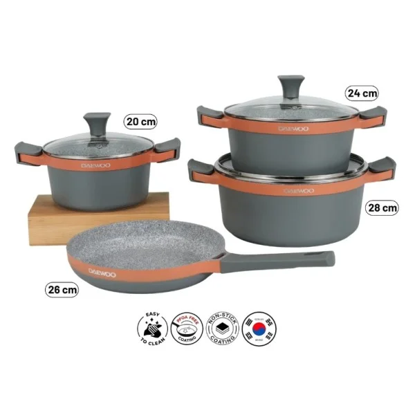 Daewoo H Series 7-Piece Granite Cooking Set - DCC HG4X